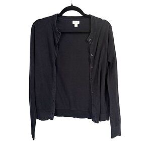 J.Crew Women Small Black Button-Up Cardigan Sweater Long Sleeve Lightweight Knit